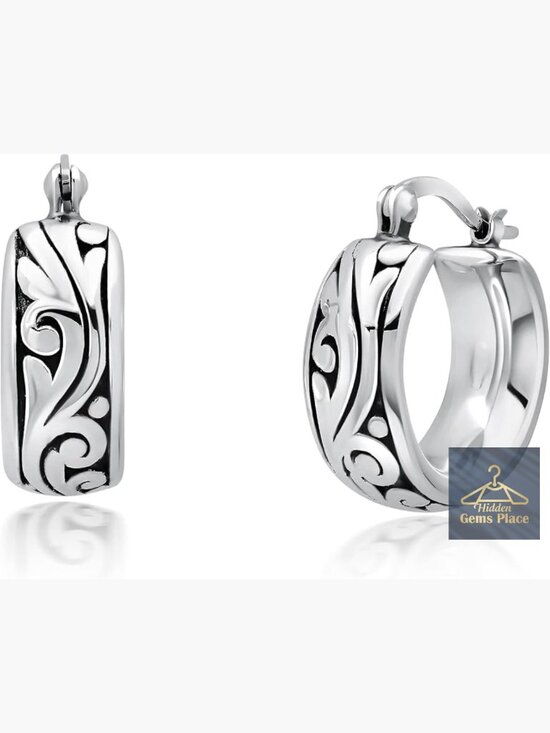 Jewelry - Lightweight Chunky Sterling Silver Hoop Earrings Hypoallergenic